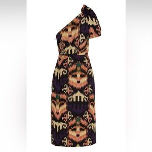 Ulla Johnson Idra Ikat One-Shoulder Dress in Black Iris size 4